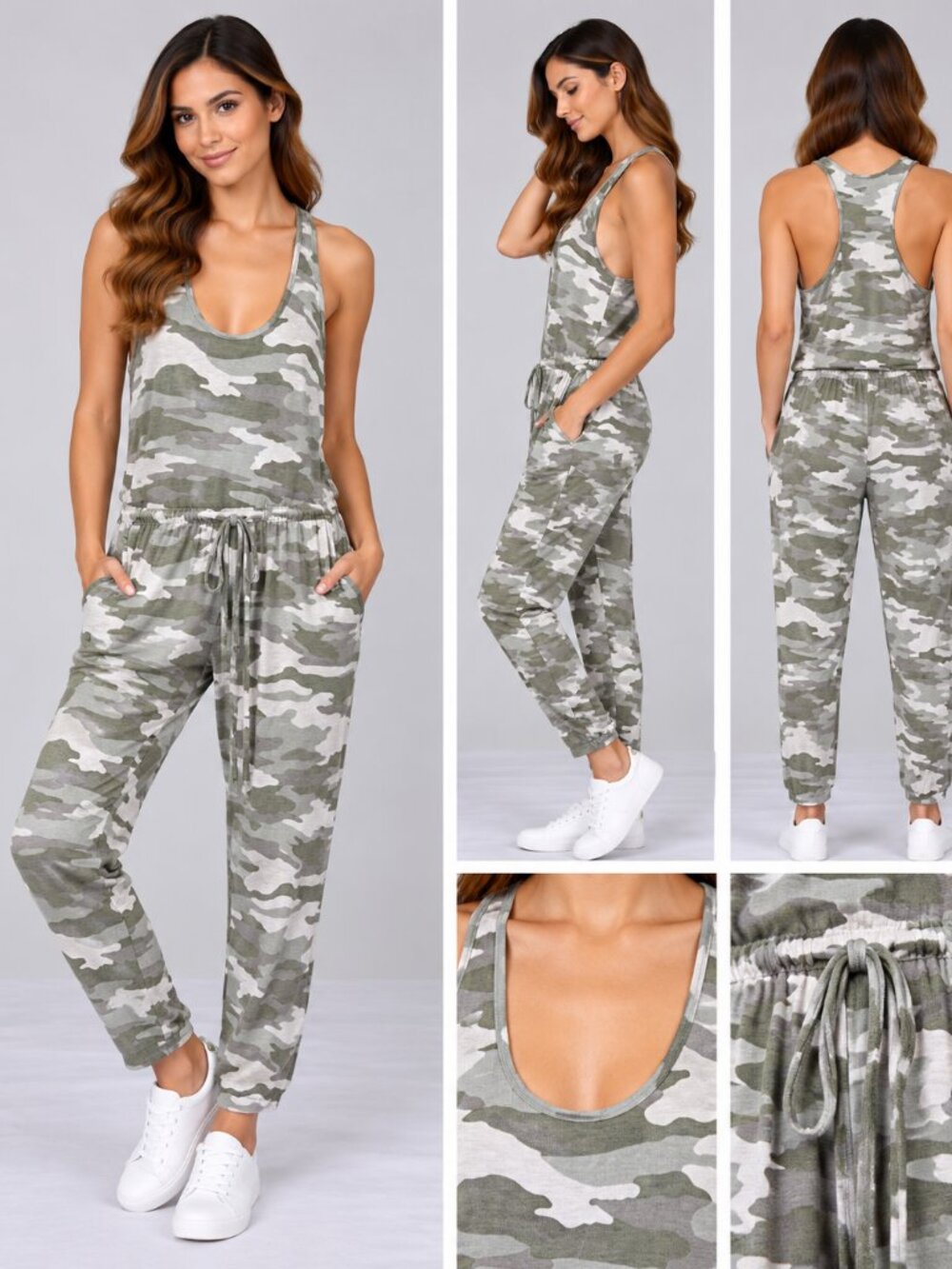 Aerie Camo Racerback Jumpsuit with Pockets Size S